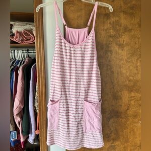 Pink and White Striped Athletic Romper Dress
